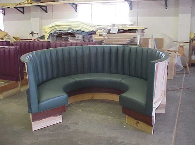 Owstynn linen modern banquette bench by baxton studio. curved banquette seating - Home Decor